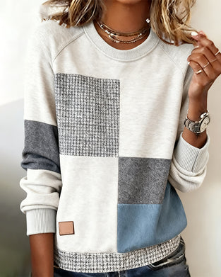 Sweatshirt Rund Hals Kontrastfarge Casual