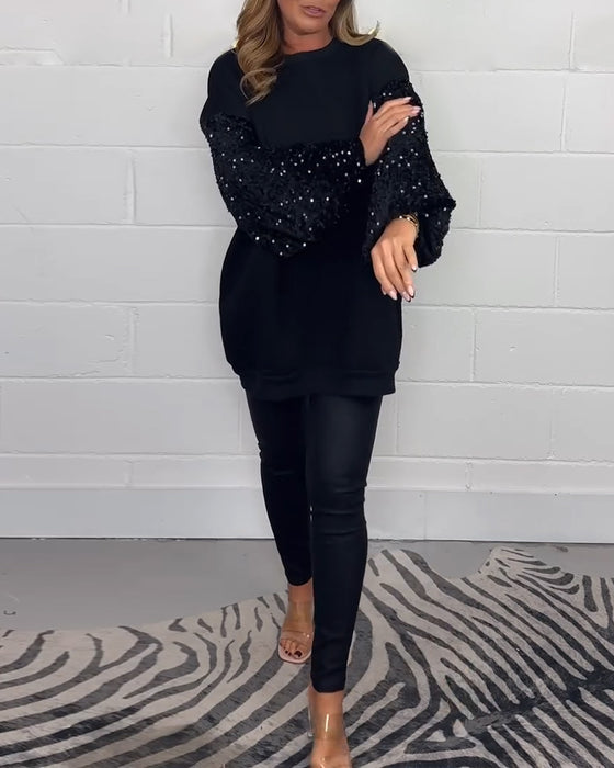 Rundhalset langermet casual genser