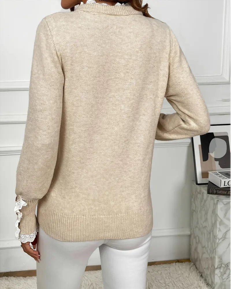 Elegant Genser Med Blondedetaljer