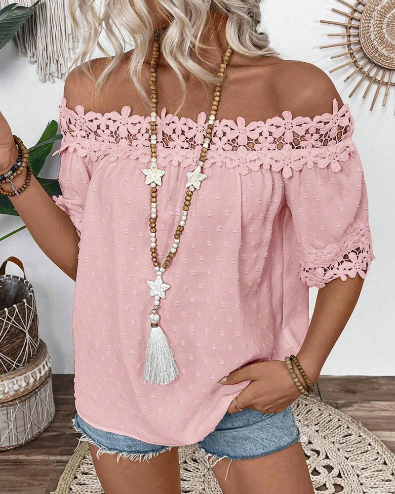 Bluse En-Skulder Knipling 3d-Blomst
