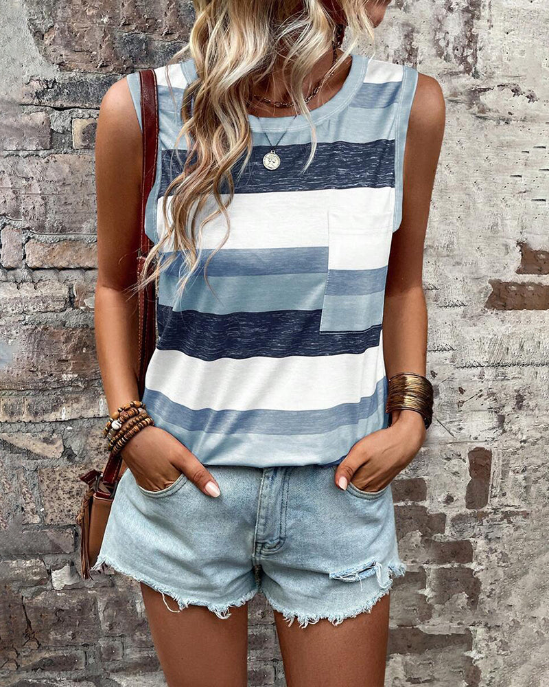 Tank Topp Stripet Trykk Casual