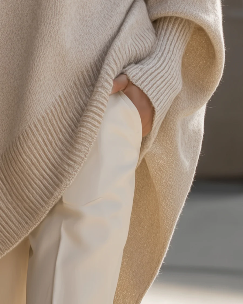 Løs Midjelang Pullover Med Skulderfri Modell