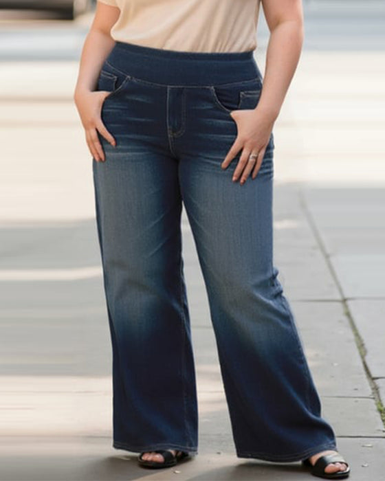 Denim Høy-Waisted Vasket Løs Baggy Casual