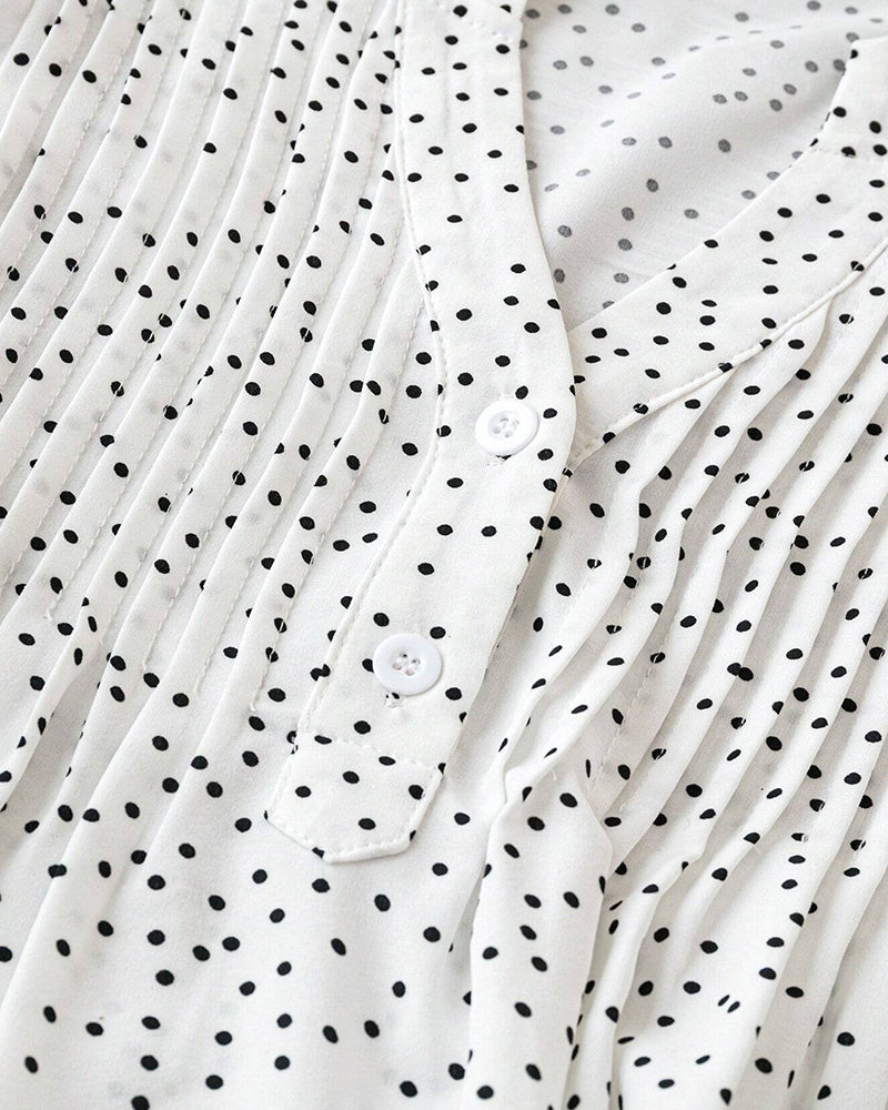 Bluse Volangerm V-Hals Prikkete