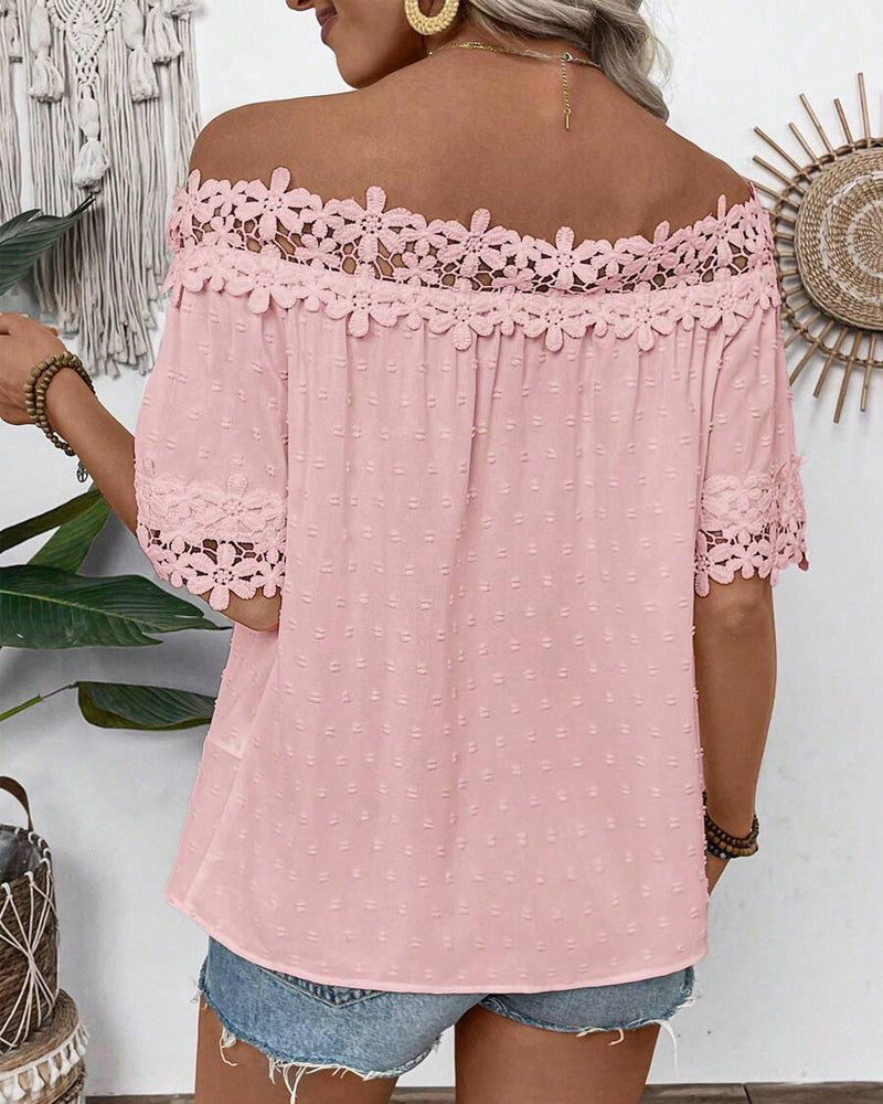 Bluse En-Skulder Knipling 3d-Blomst