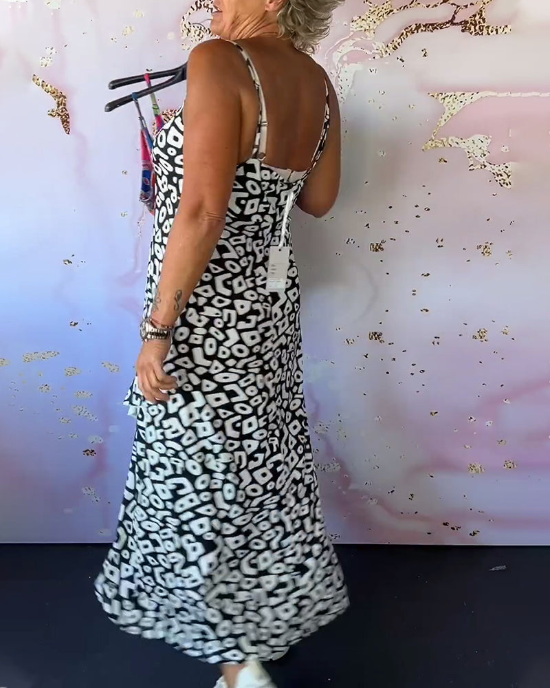 Cami kjole med retro print og patchwork