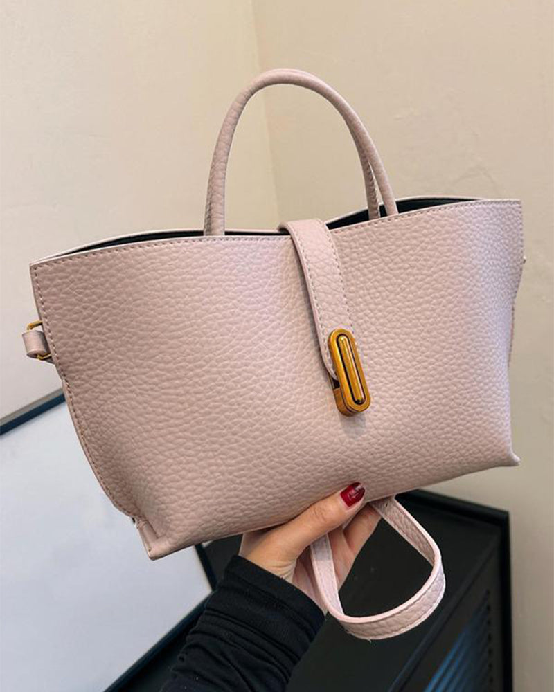 Kvinne Elegant Ensfarget Fransk Stil Håndveske