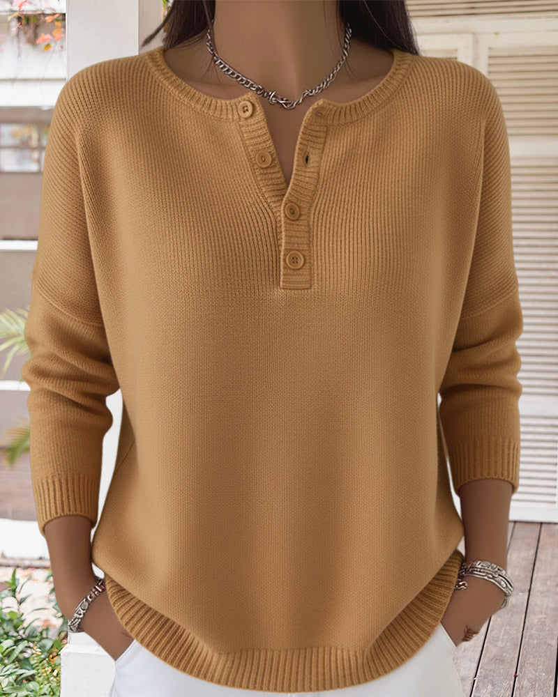 Langermet Ensfarget Cardigan Med Knapper