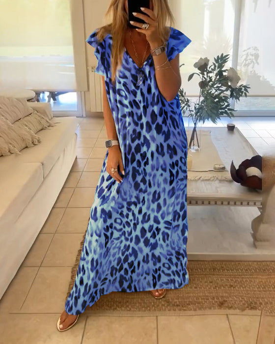 Kjole med korte ermer og retrostil