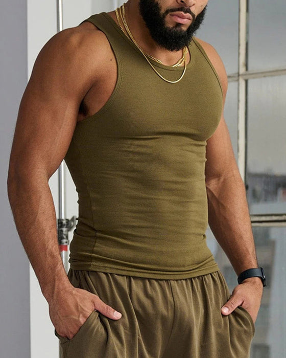 Ensfarget ermeløs vest for menn