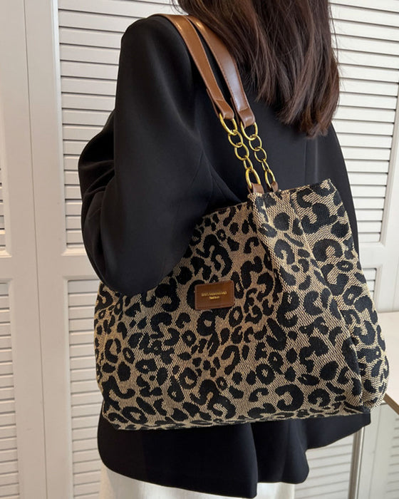 Skulderveske med leopardmønster