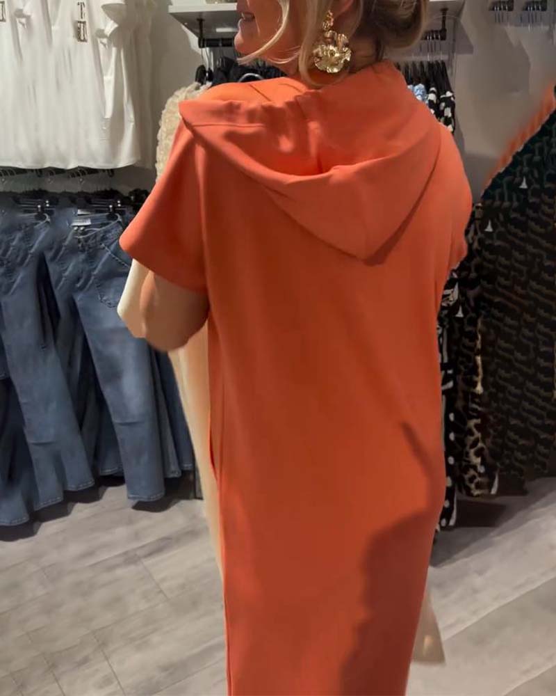 Kjole Med Hette Casual Snøring