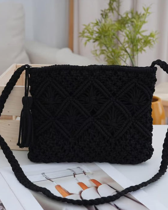 đLynsalgâĄMinimalistisk Dusk Dameclutch â Retro HĂ„ndveske i Bomullstau Sommerferie Boho Strandveske