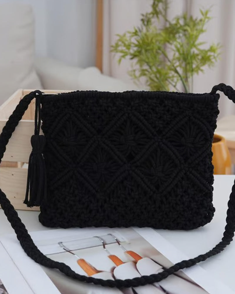 🏆Lynsalg⚡Minimalistisk Dusk Dameclutch – Retro Håndveske i Bomullstau Sommerferie Boho Strandveske