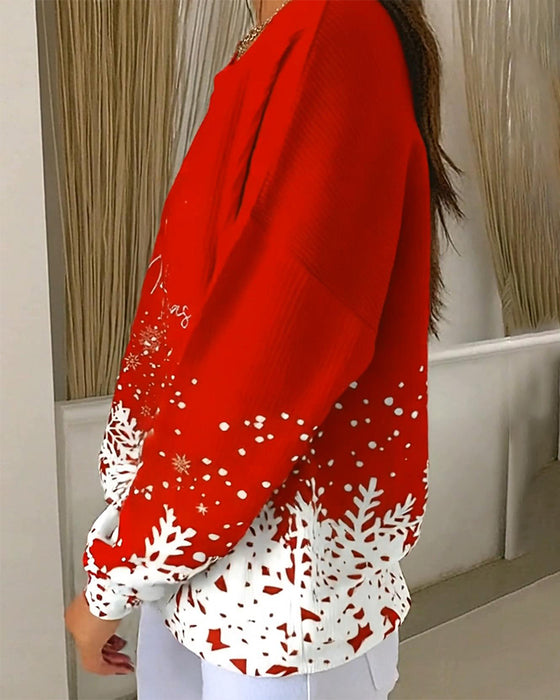 Swearshirt Med Juletretrykk Og Rund Hals