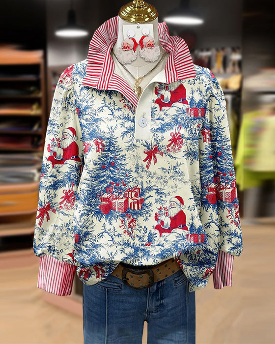 Stilfull Langermet Skjorte Med Juletrykk