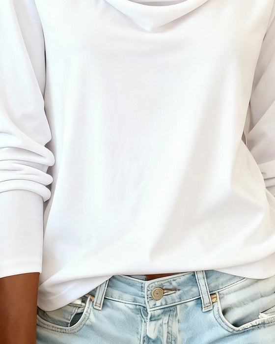 Top Drapet Krage Slim Fit Ensfarget