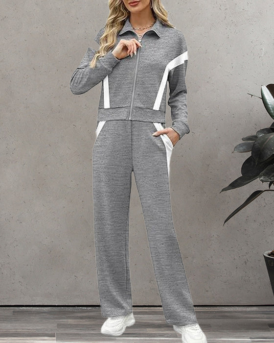 To - delssett Med Sporty - Casual Stil Egenskaper Av Jacke Og Bukser