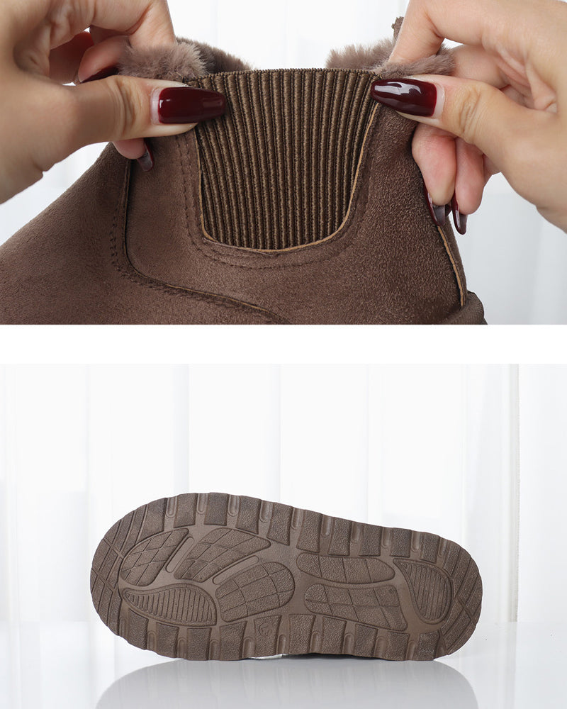 Ensfargede snøstøvler med tykk såler