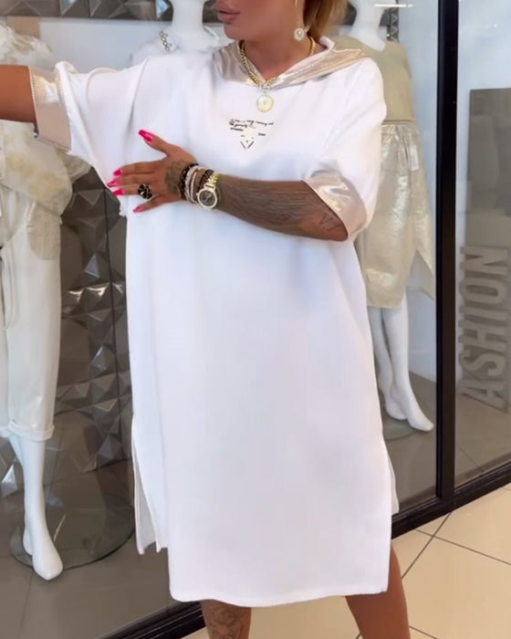 Kjole Hette Ensfarget Løs Splitt