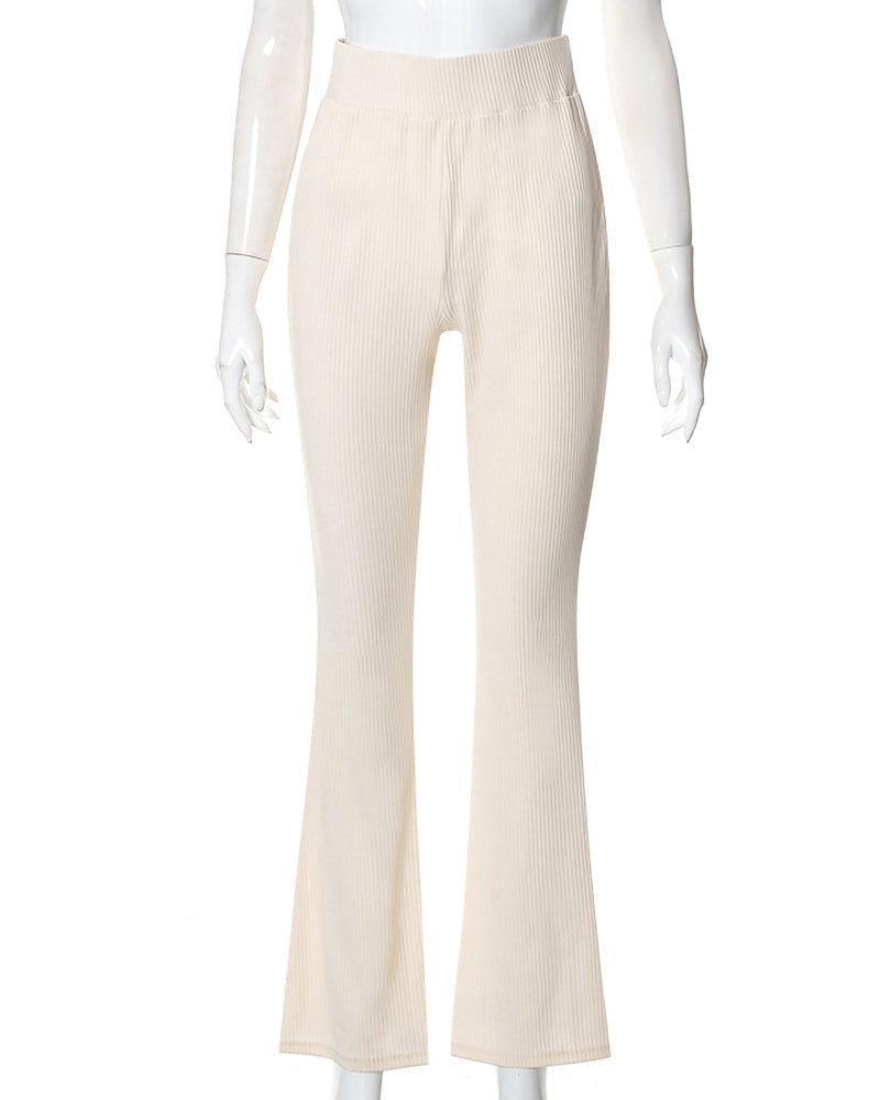 Ensfarget micro-flare slim fit bukse