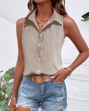 Tanktop Uten Ermer Krage Stripet