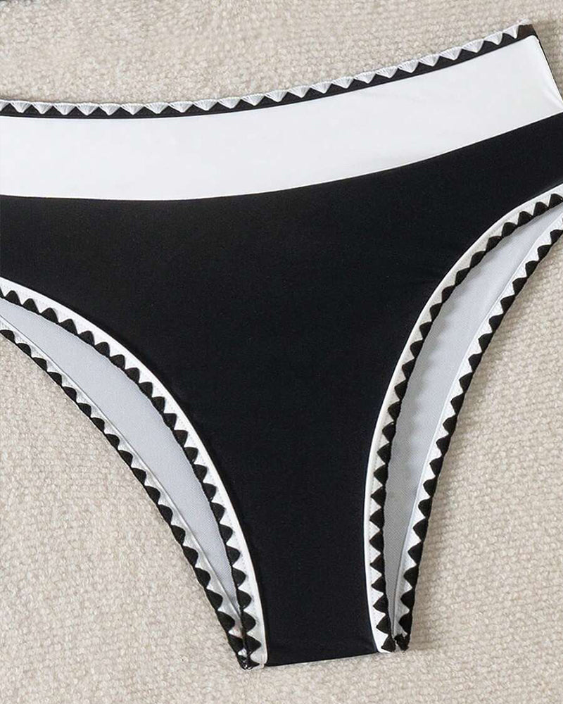Bikini Sexy Kontrastfarge Splitt Trekant