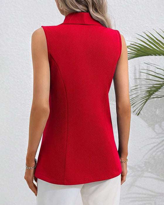 Enkelt Knapper Uten Ermer Kardigan Jakke