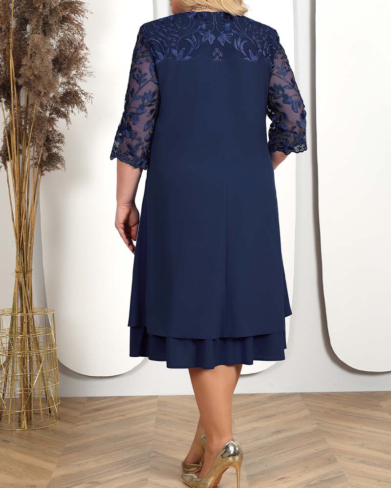 Kjole tilfeldig løs brodert chiffon