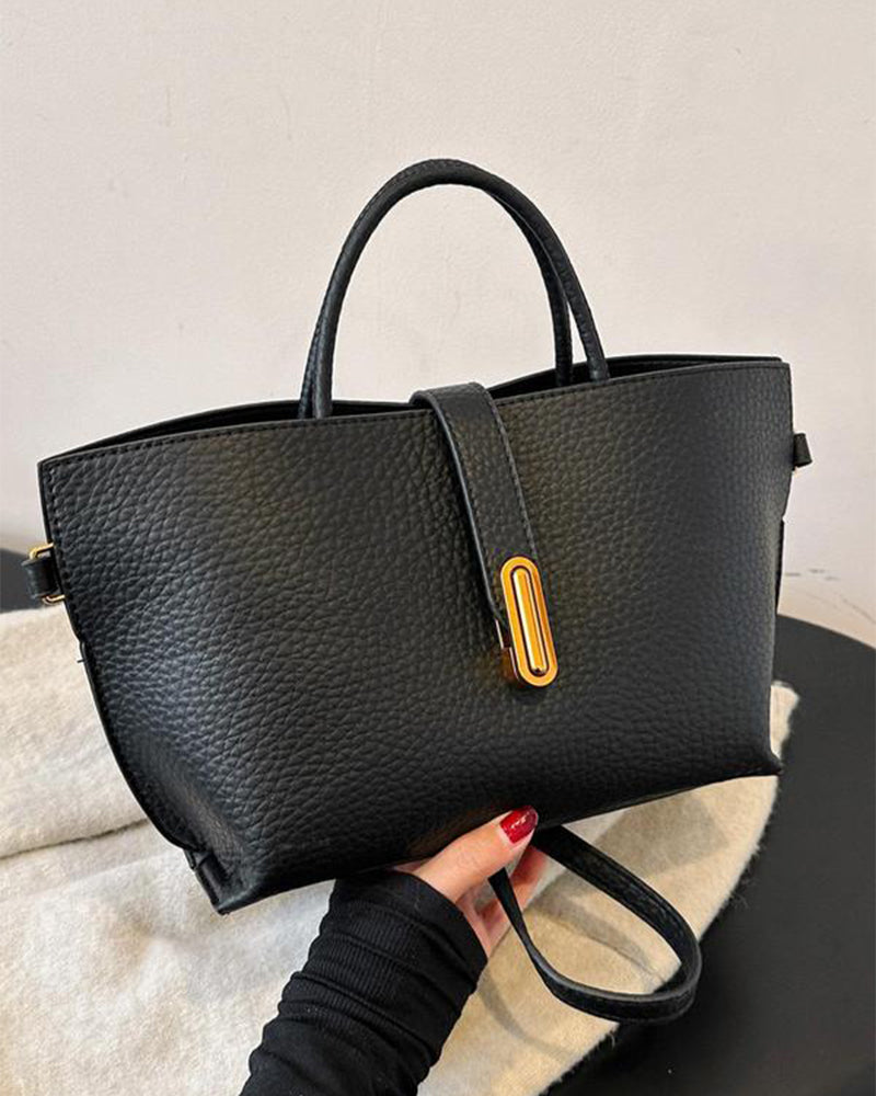 Kvinne Elegant Ensfarget Fransk Stil Håndveske
