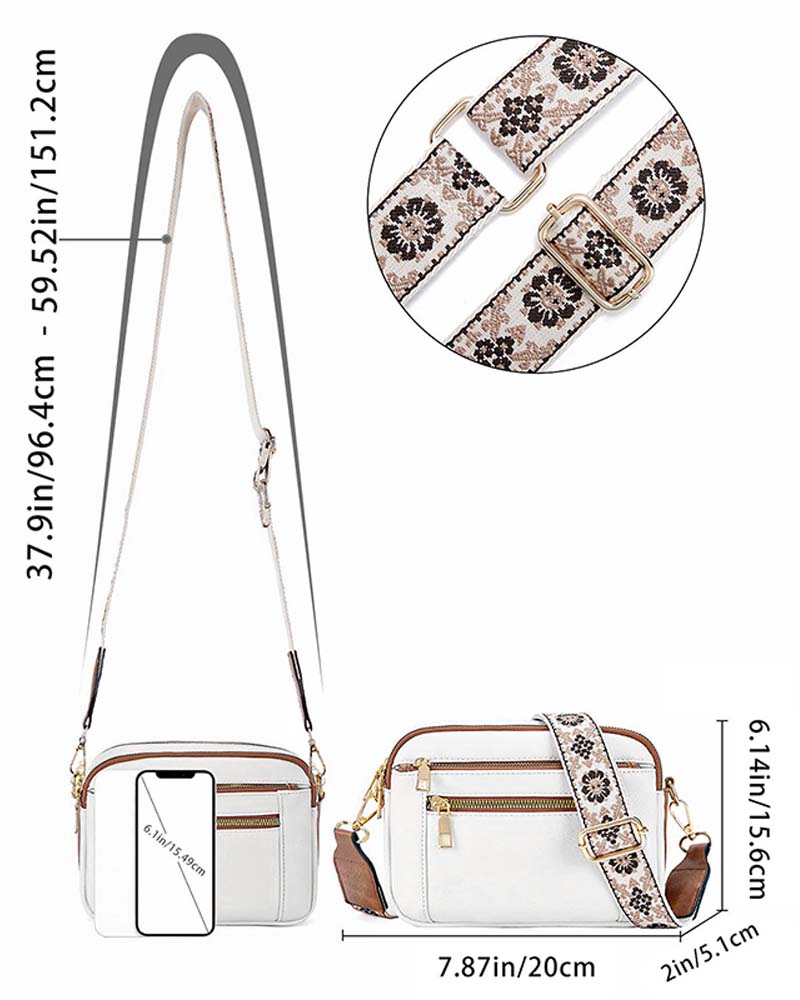 Multifunksjonell crossbody-veske med glidelås