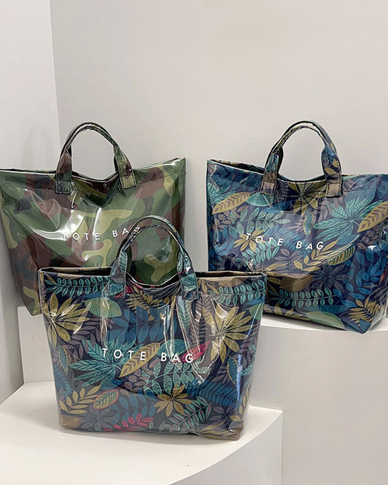 Tote Bag Dame Kamouflasje Og Bladtrykk
