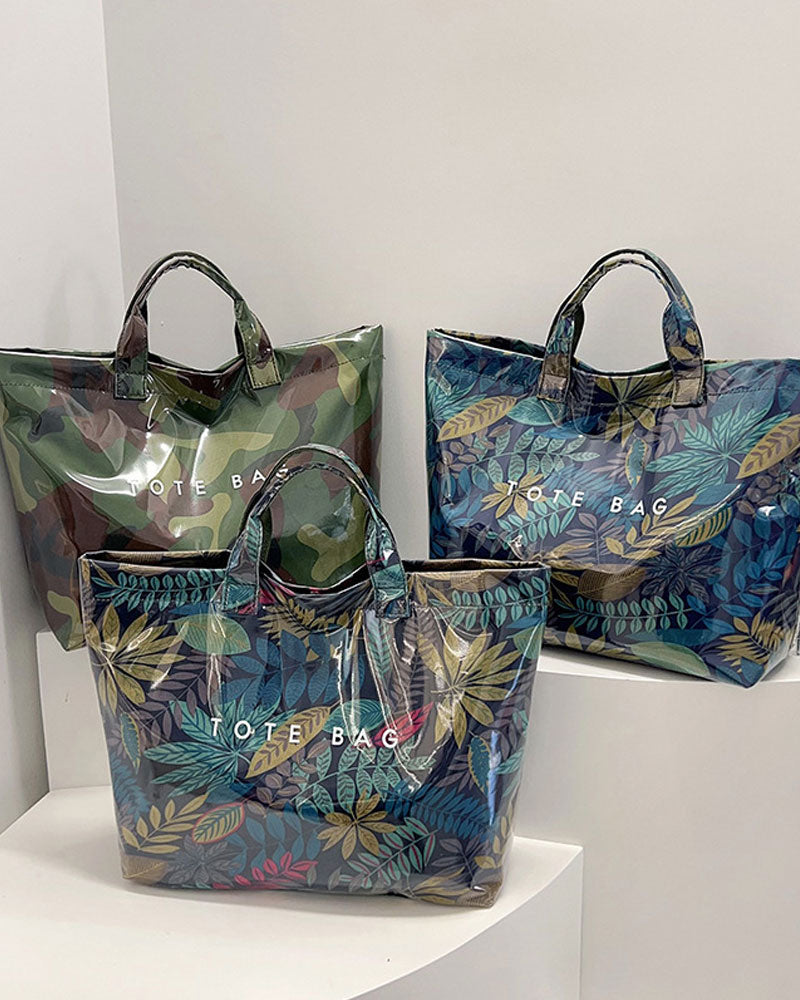 Tote Bag Dame Kamouflasje Og Bladtrykk