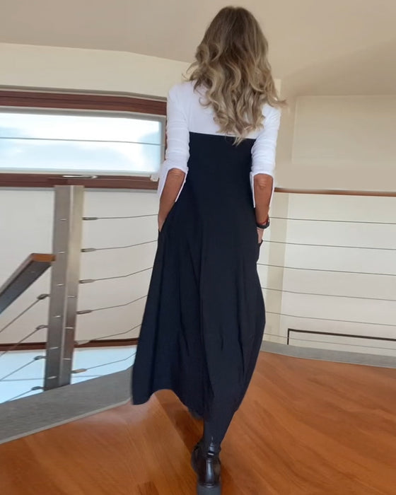 Fasjonabelt ensfarget skjørt med glidelås og lomme