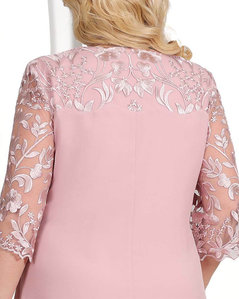 Kjole tilfeldig løs brodert chiffon