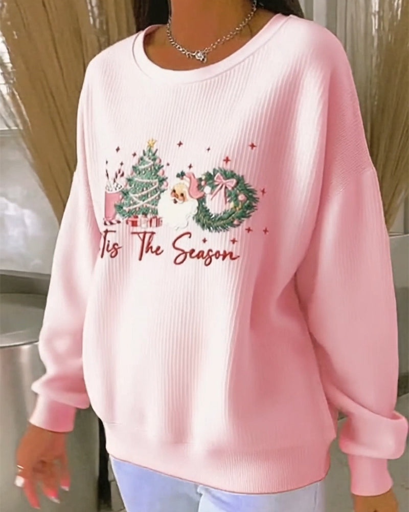 Langermet Sweatshirt Med Julenissemønster