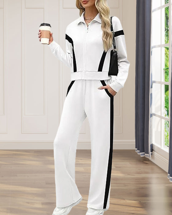 To - delssett Med Sporty - Casual Stil Egenskaper Av Jacke Og Bukser