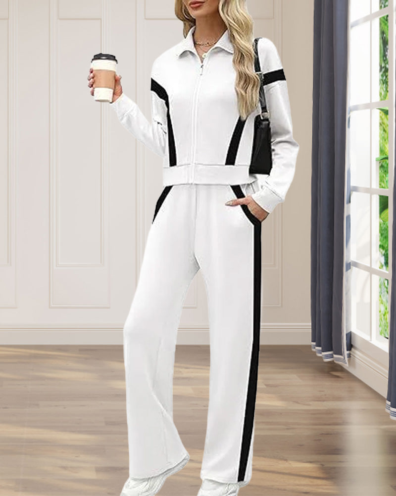 To - delssett Med Sporty - Casual Stil Egenskaper Av Jacke Og Bukser