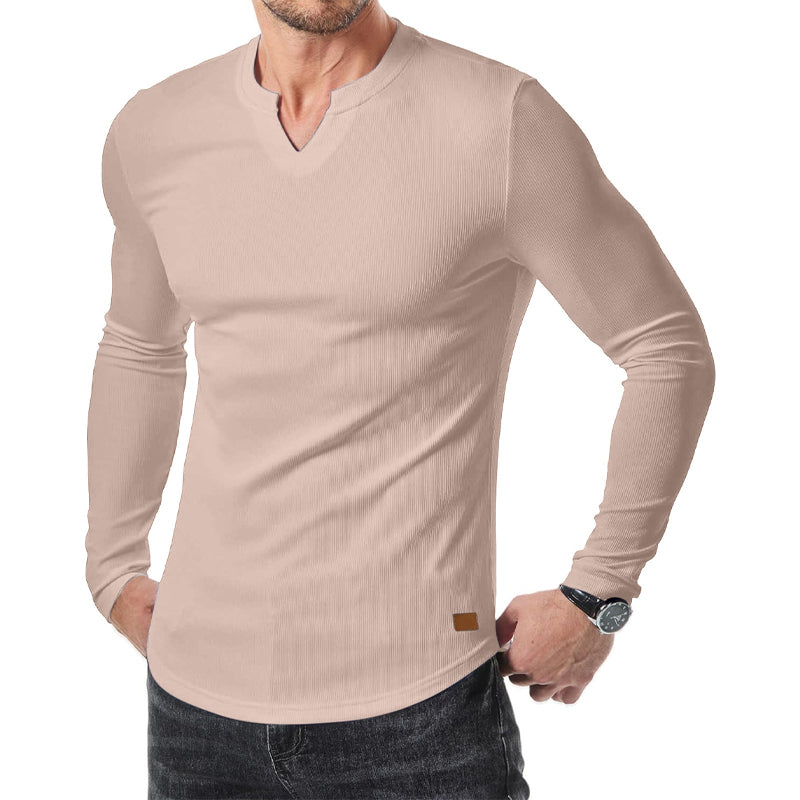 Skjorte Herre Slim Fit V-Hals Longline Muscle