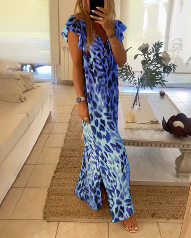 Kjole med korte ermer og retrostil