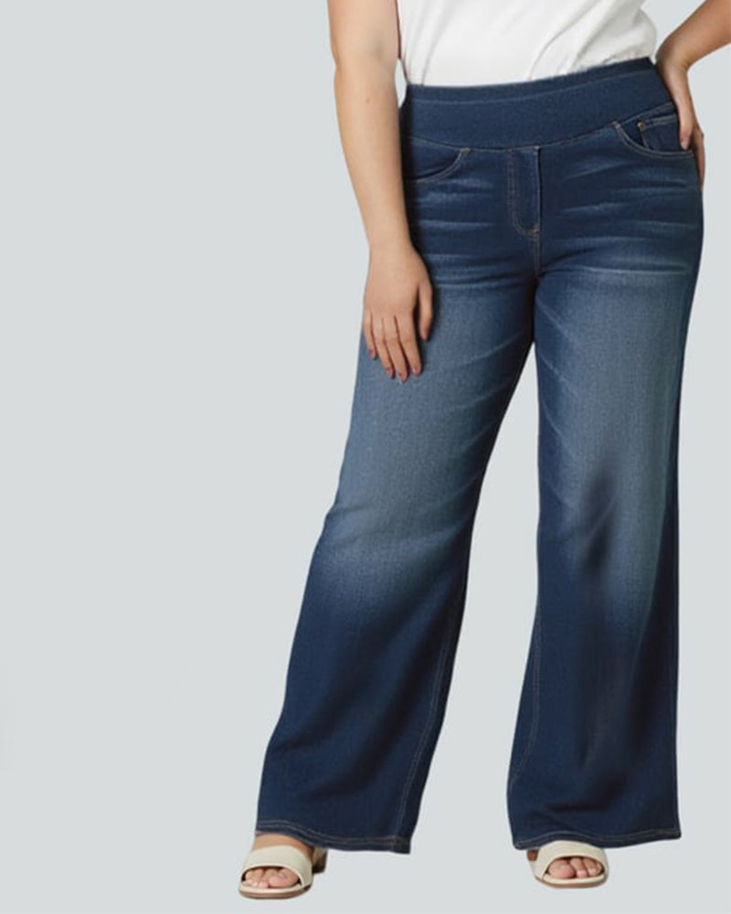 Denim Høy-Waisted Vasket Løs Baggy Casual