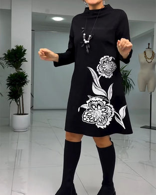 Kjole Pullover Langermet Blomstertrykk