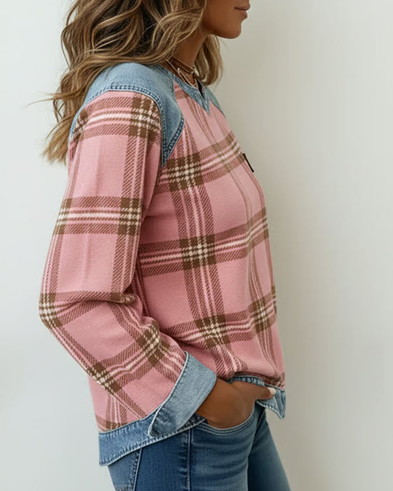 Sweatshirt Med Lappeteppe Og Rutemønster