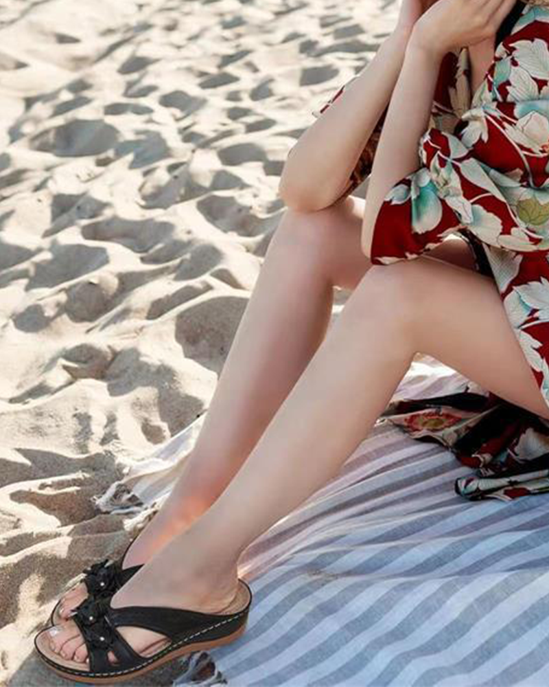 Sandal Vintage Enfarget Blomstret Kile