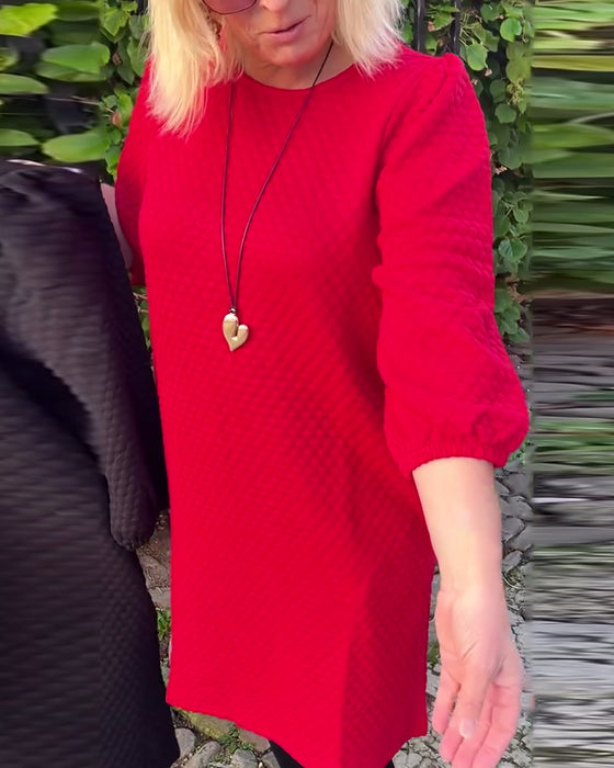 Kjole avslappet ensfarget rund hals