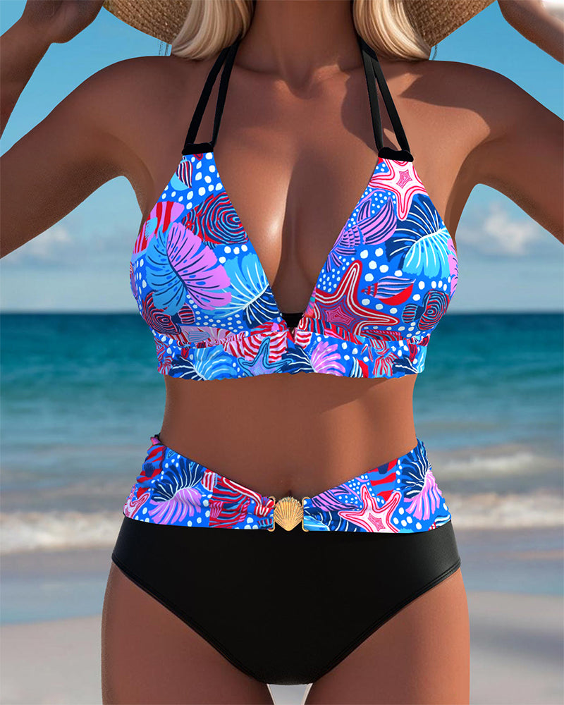 Bikini Sexy Halterneck Bh Trykt