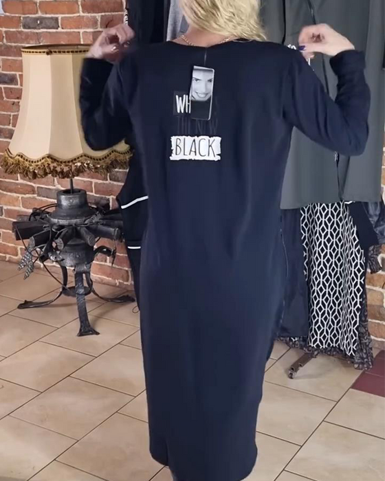 Kjole Løs Plussstørrelse Pu-Paneler