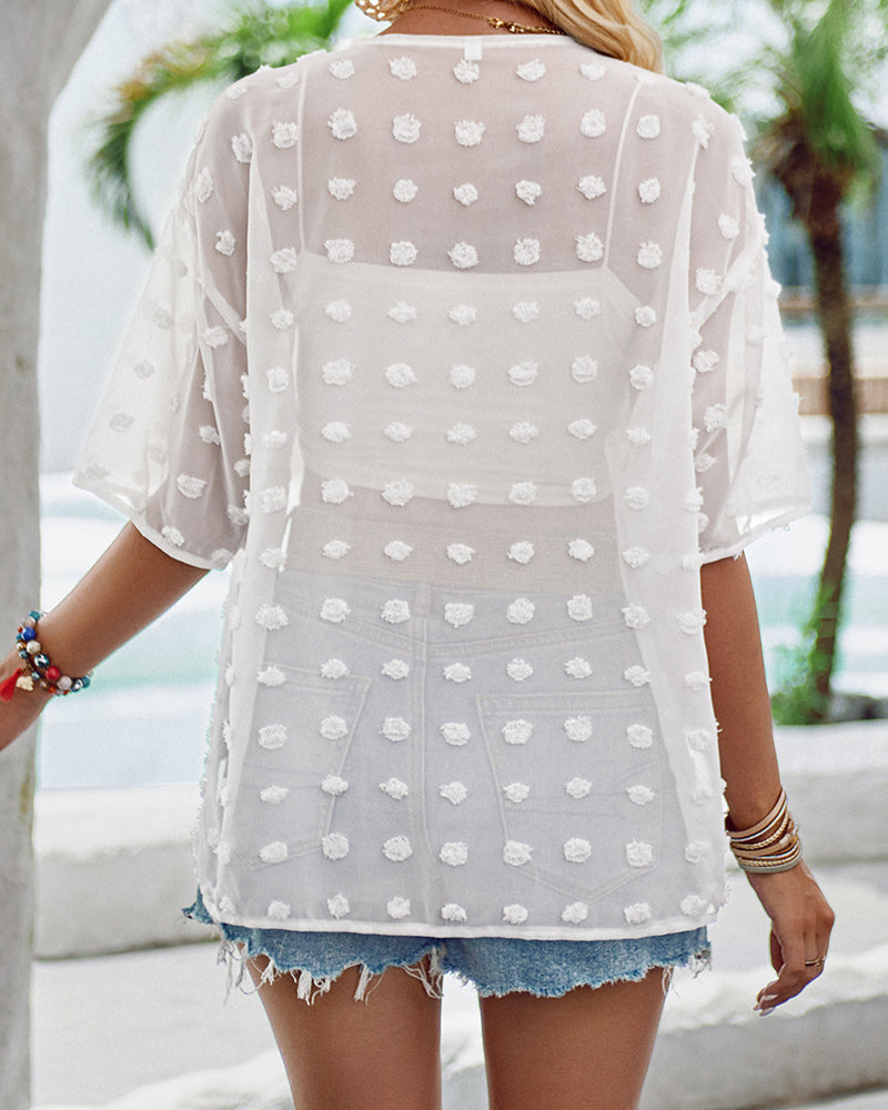 Ensfarget jacquard halvermet tynn overfrakk