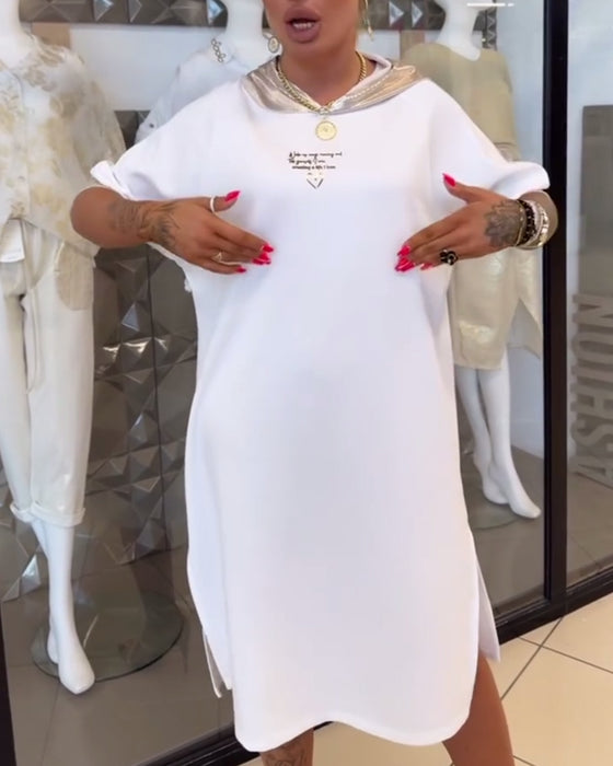 Kjole Hette Ensfarget Løs Splitt