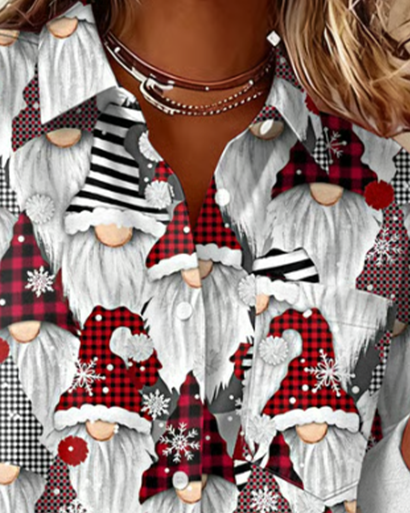 Skjorte Med Juletretrykk Og Reverskrage